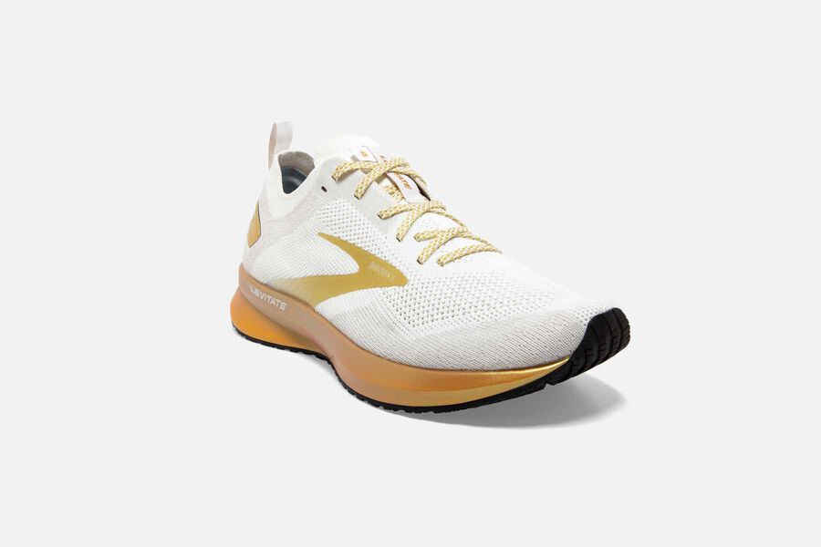 Brooks Levitate 4 Road Loopschoenen Dames - Wit/Goud - 071835CYN